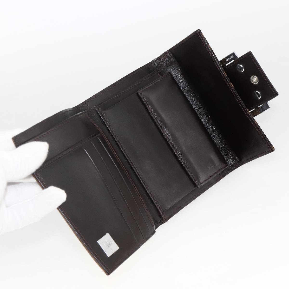 FENDI Zucca Canvas Wallet Black Brown Auth ki6616V