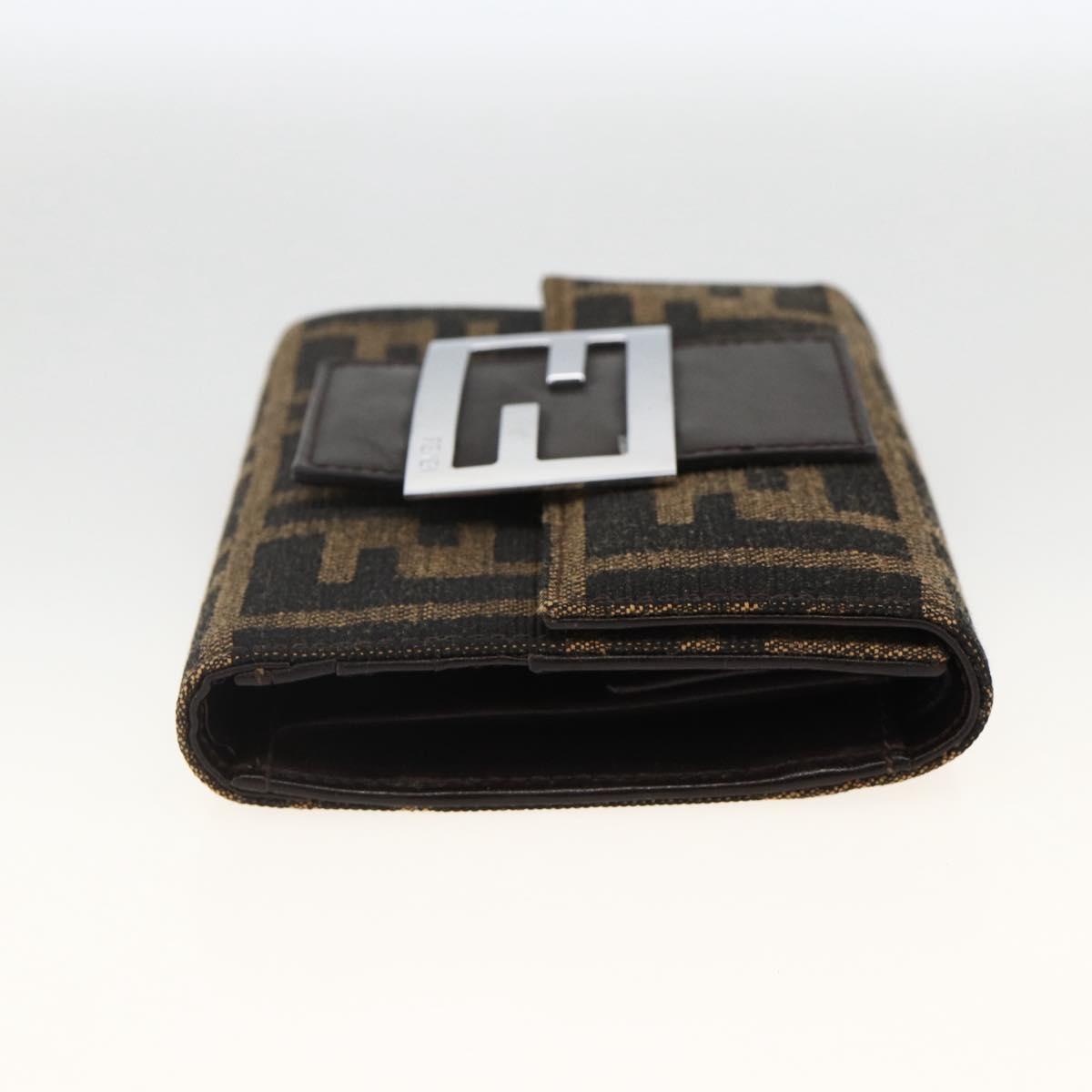 FENDI Zucca Canvas Wallet Black Brown Auth ki6616V