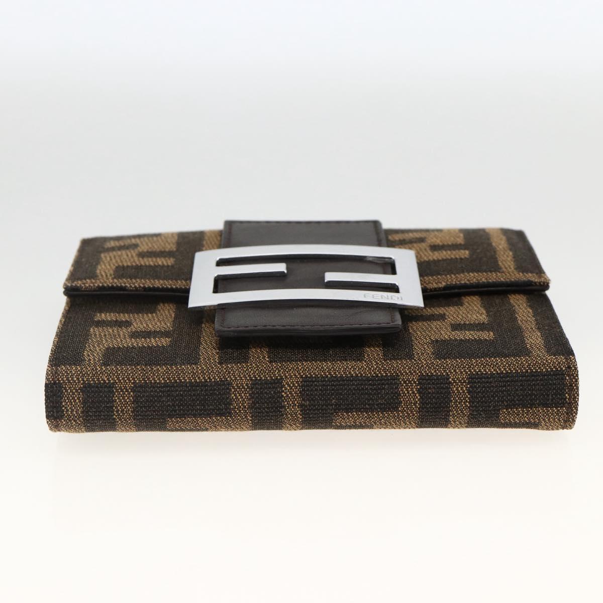 FENDI Zucca Canvas Wallet Black Brown Auth ki6616V
