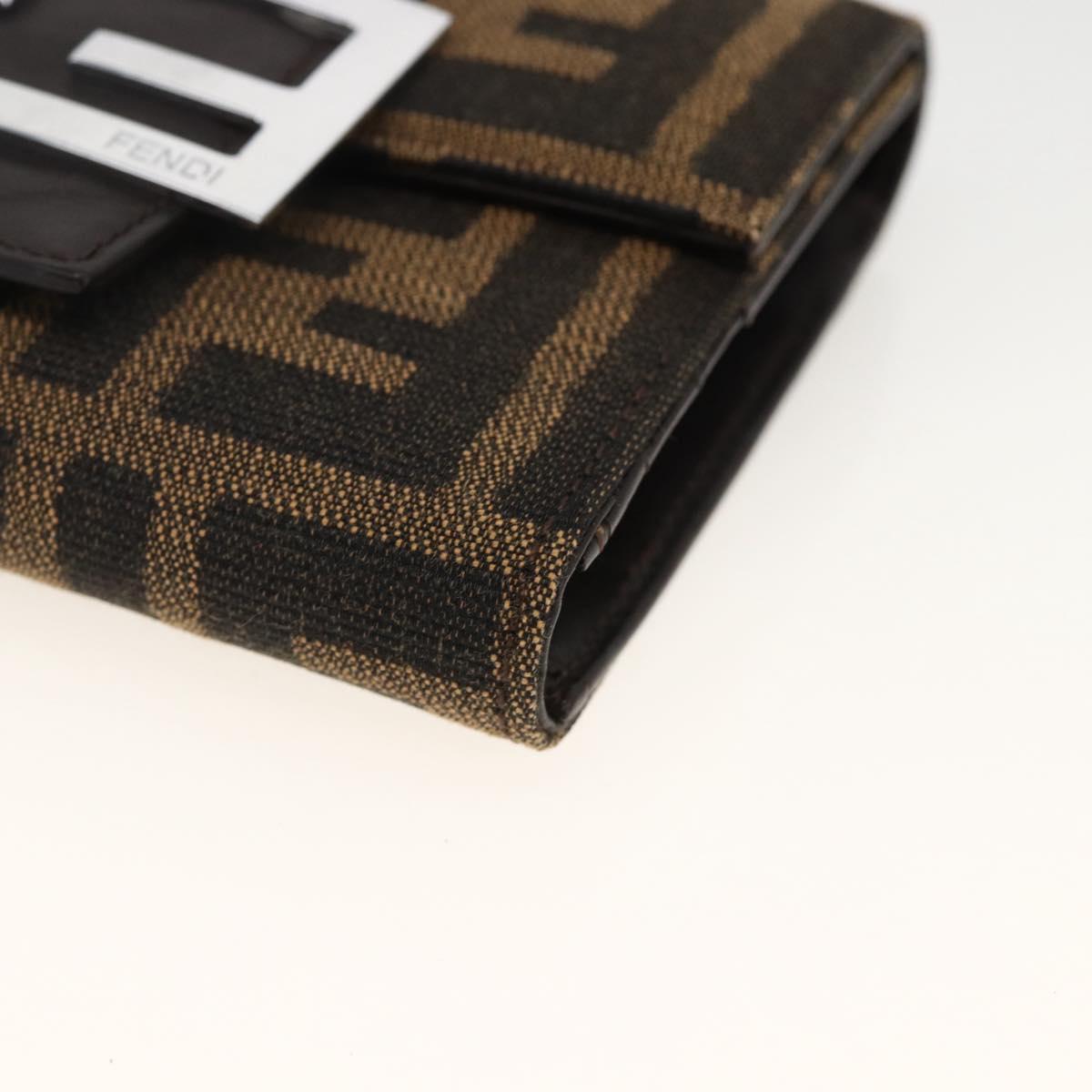 FENDI Zucca Canvas Wallet Black Brown Auth ki6616V