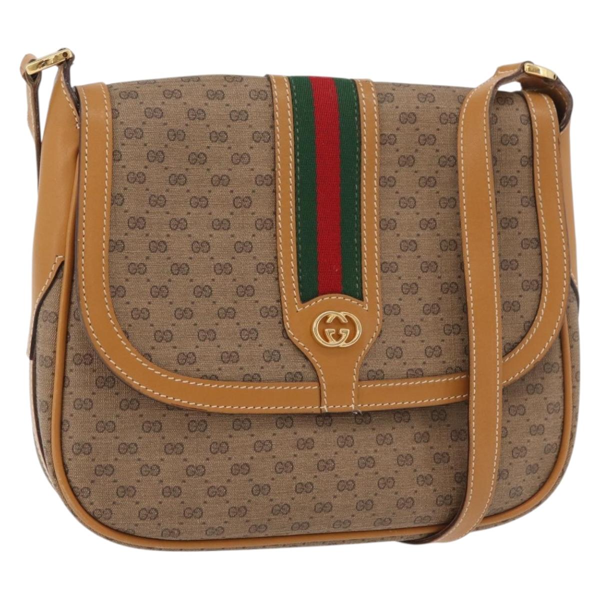 GUCCI Micro GG Supreme Web Sherry Line Bag PVC Beige 001 084 0914 Auth ki6627A