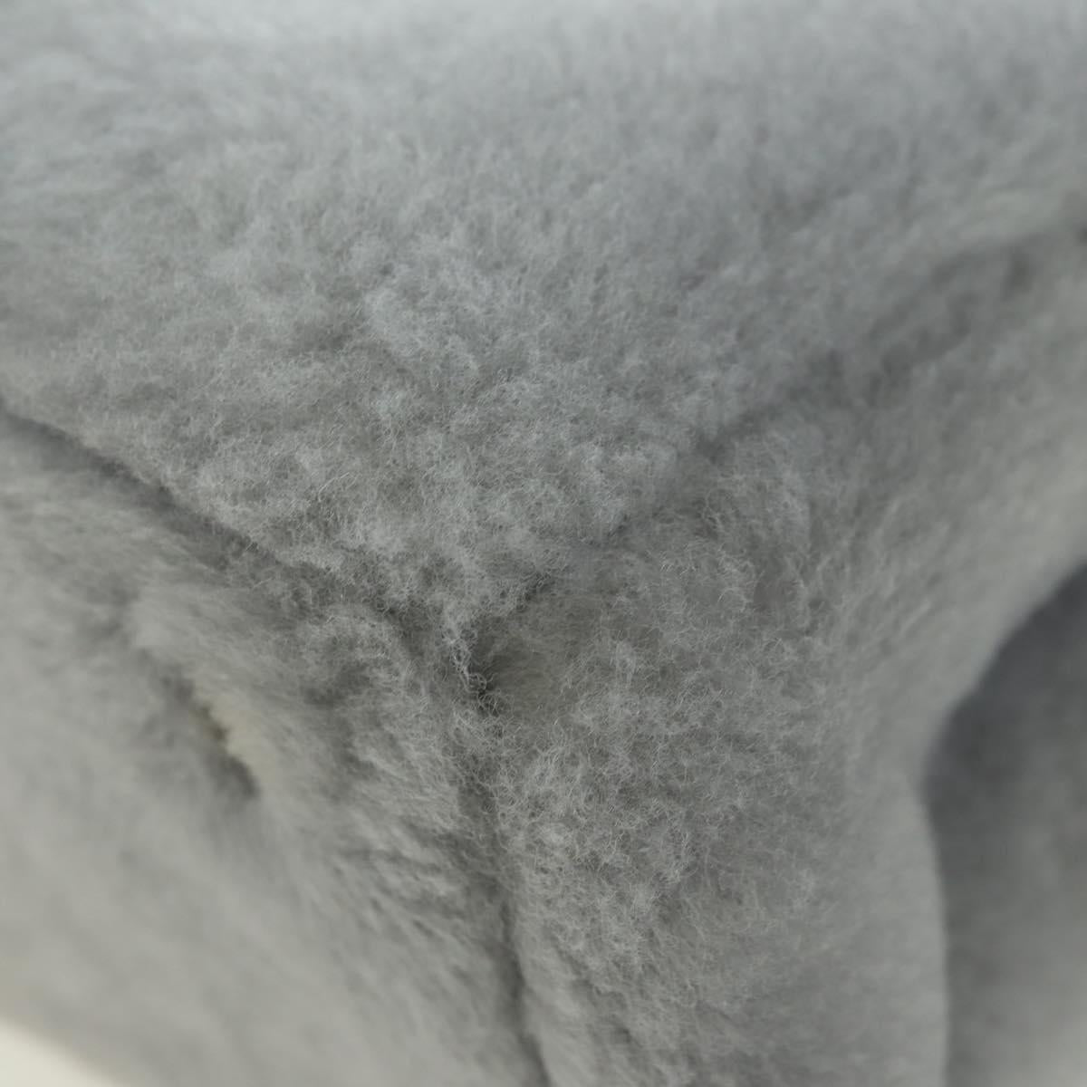PRADA MONTONE Faux Fur Galleria Shoulder Bag Fur 2way Gray Gold Auth ki6631M