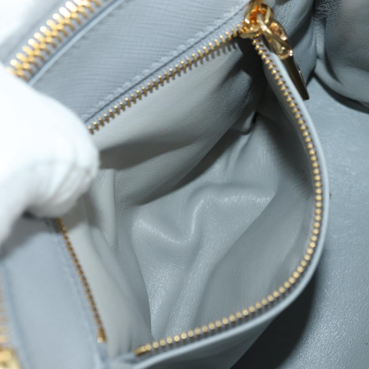 PRADA MONTONE Faux Fur Galleria Shoulder Bag Fur 2way Gray Gold Auth ki6631M