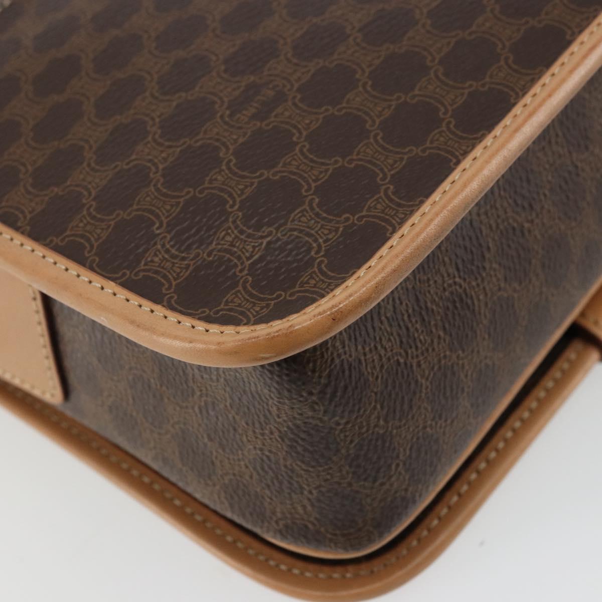 CELINE Macadam Canvas Shoulder Bag PVC Leather Brown Gold Auth ki6633A