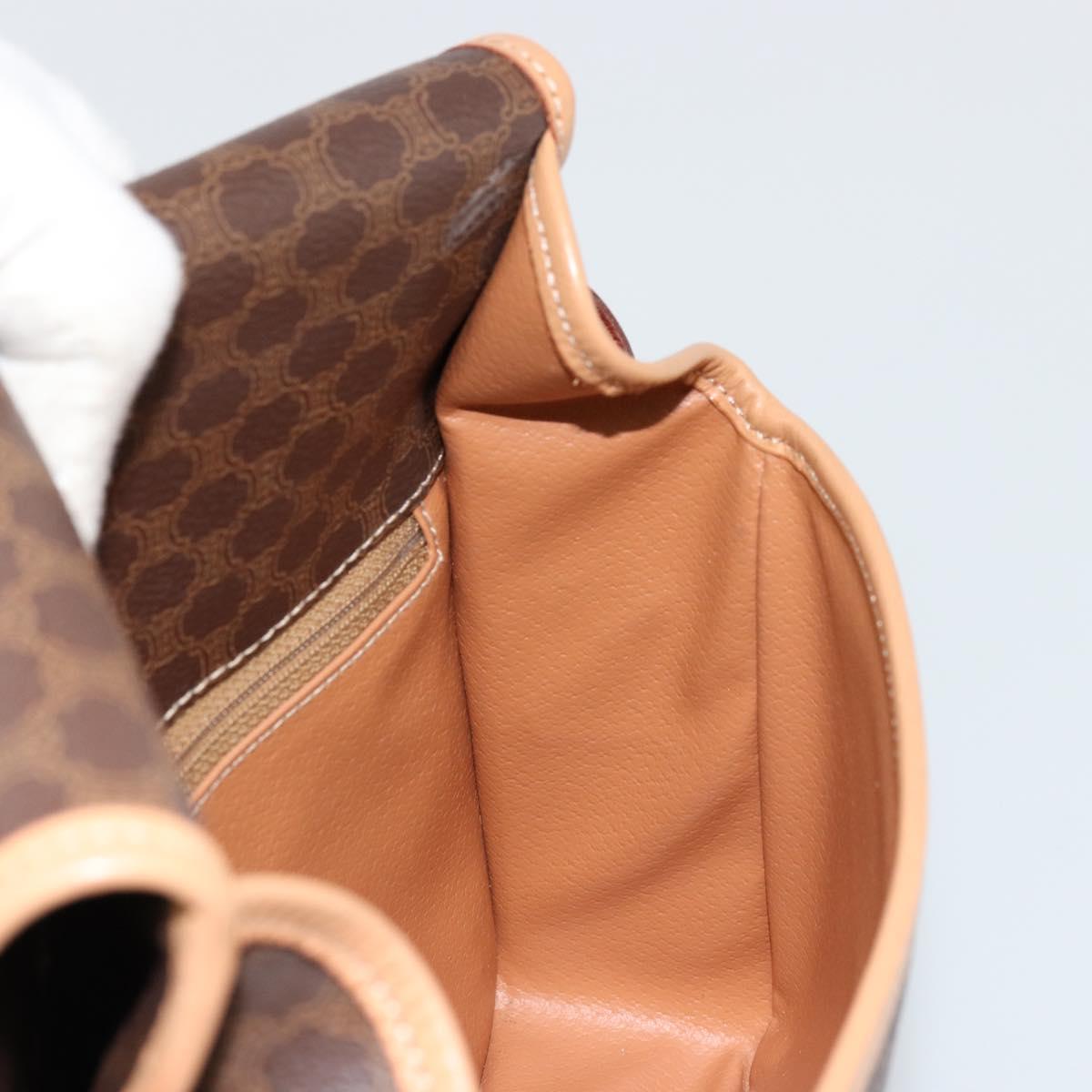 CELINE Macadam Canvas Shoulder Bag PVC Leather Brown Gold Auth ki6633A