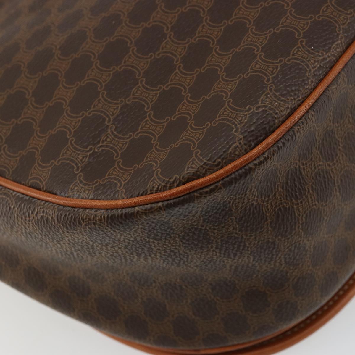CELINE Macadam Canvas Shoulder Bag PVC Leather Brown Gold Auth ki6634A