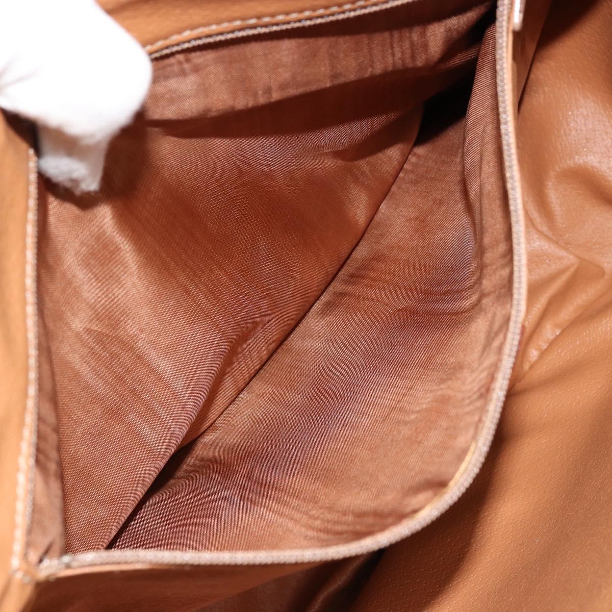 CELINE Macadam Canvas Shoulder Bag PVC Leather Brown Gold Auth ki6634A