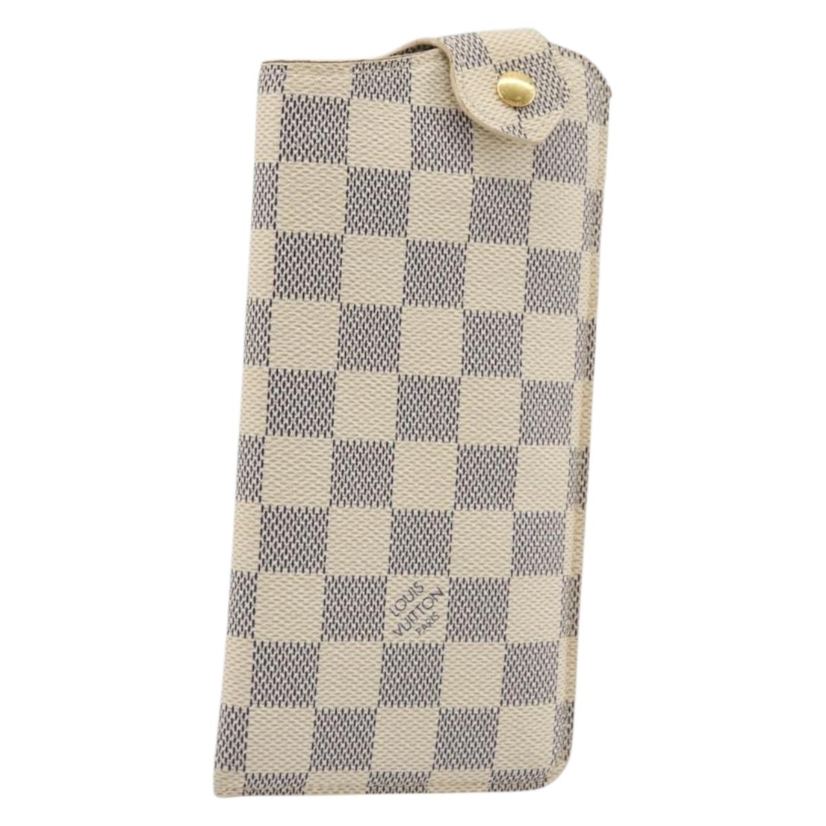 LOUIS VUITTON Damier Azur Etui A Lunettes MM Glasses Case N60025 LV Auth ki6637V