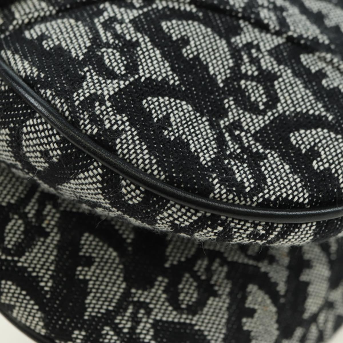 Christian Dior Trotter Canvas Saddle Bag Hand Bag Black Silver Auth ki6640M