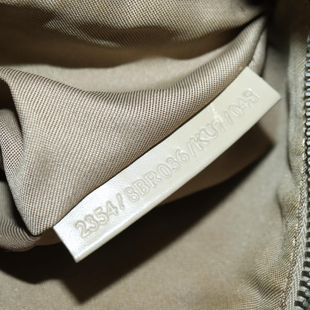 FENDI Zucchino Canvas Mamma Baguette Shoulder Bag Beige Silver Auth ki6644SAV