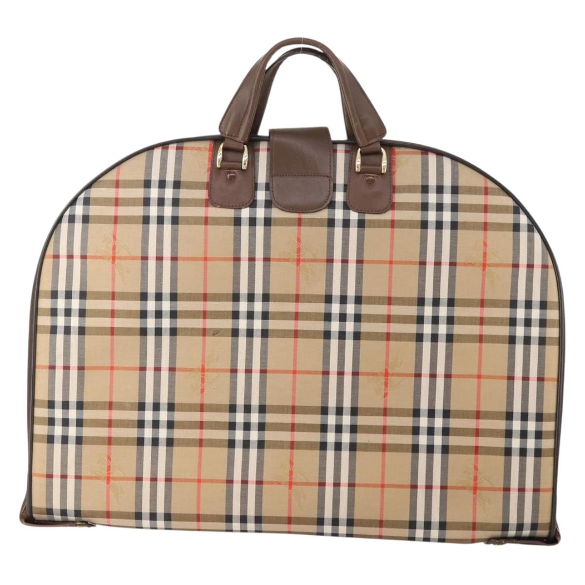 Burberrys Nova Check Garment Cover Canvas Beige Gold Auth ki6645A