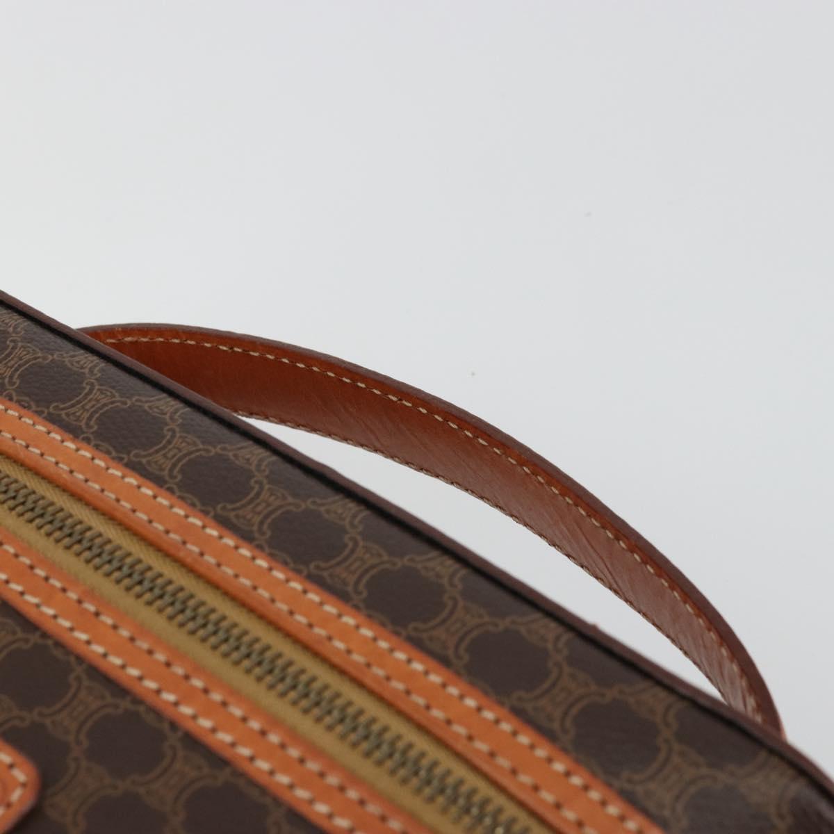 CELINE Macadam Canvas Vanity Hand Bag PVC Leather Brown Gold Auth ki6647
