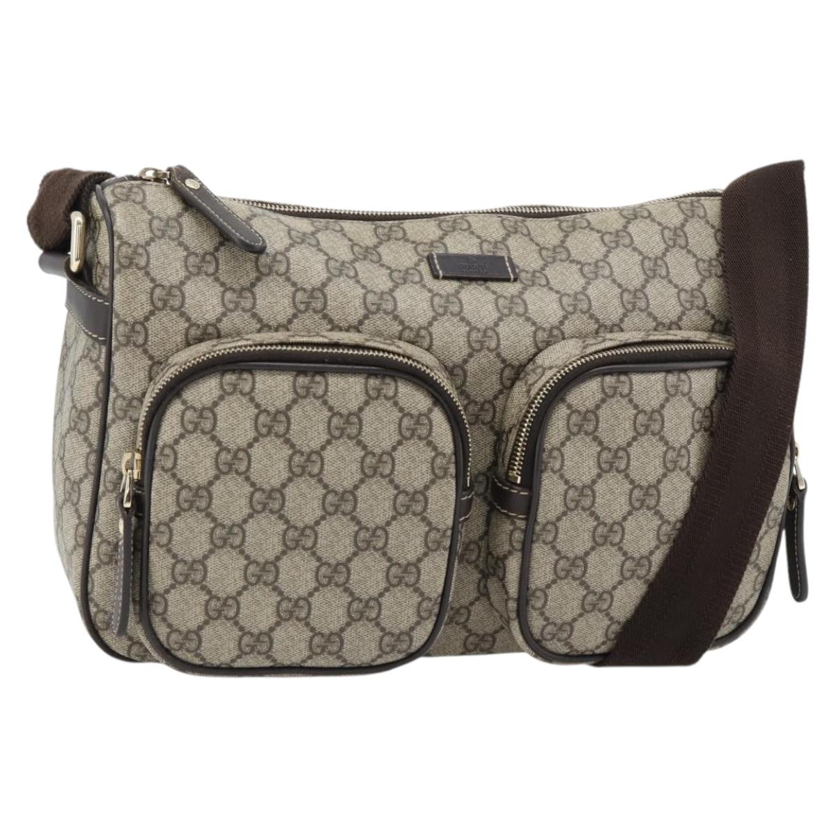 GUCCI GG Supreme Shoulder Bag PVC Beige Gold 246881 Auth ki6651V