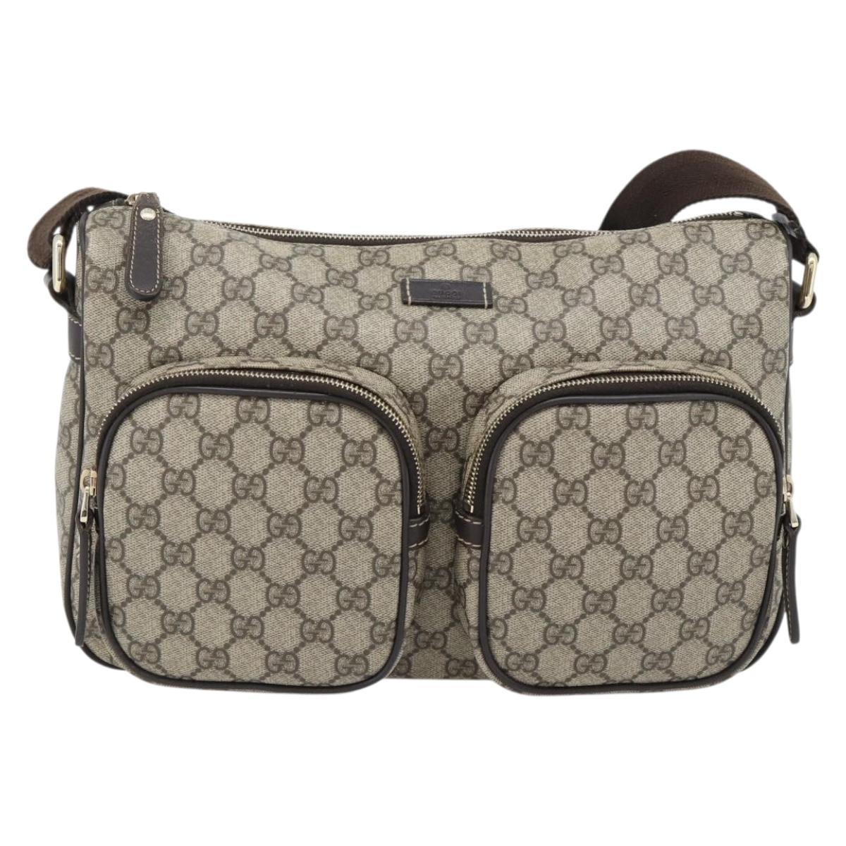 GUCCI GG Supreme Shoulder Bag PVC Beige Gold 246881 Auth ki6651V