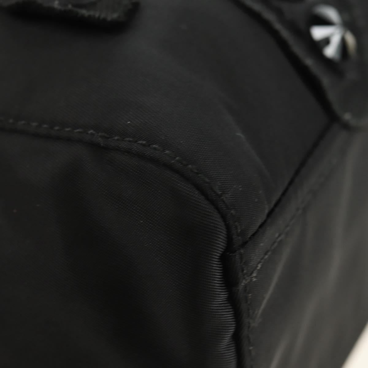 PRADA Hand Bag Nylon Black Silver Auth ki6652SM