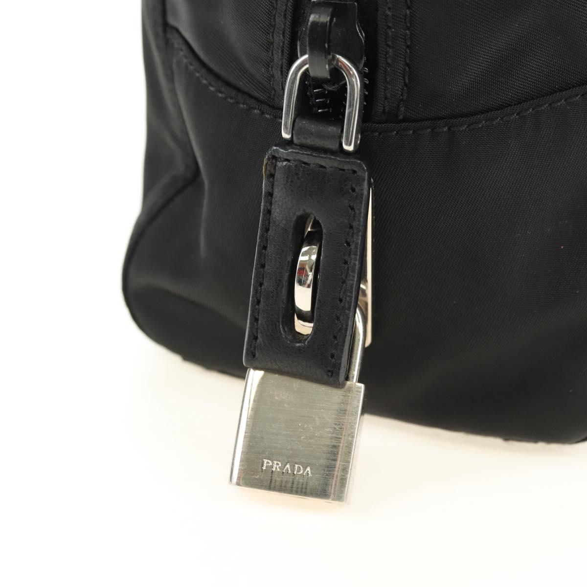 PRADA Hand Bag Nylon Black Silver Auth ki6652SM