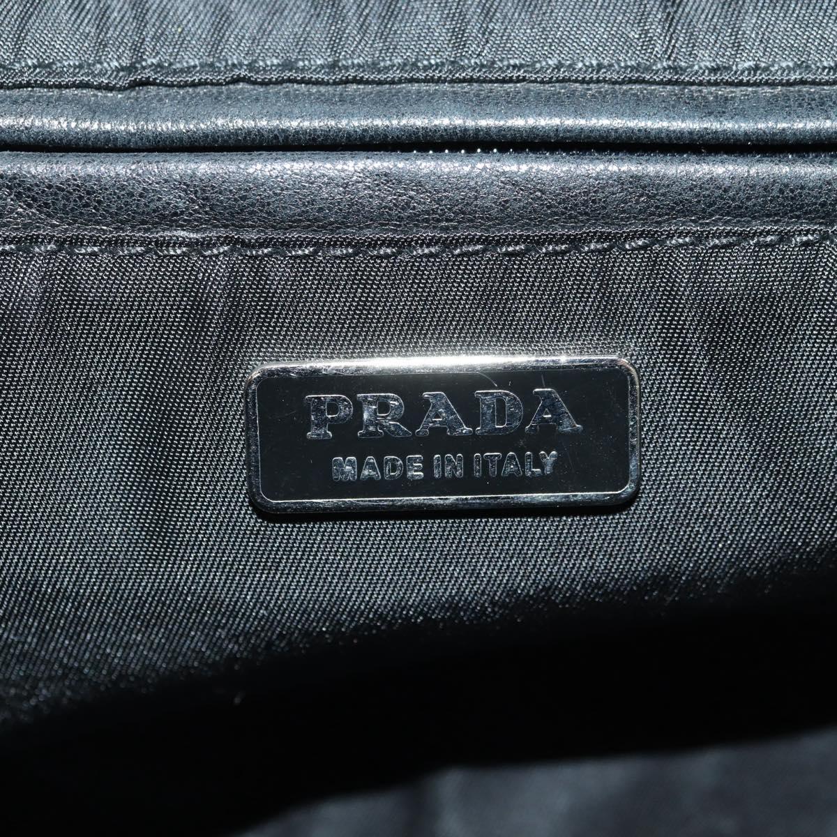 PRADA Hand Bag Nylon Black Silver Auth ki6652SM