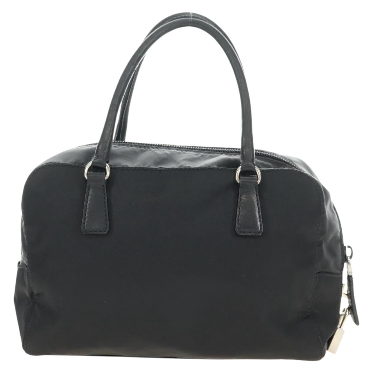PRADA Hand Bag Nylon Black Silver Auth ki6652SM