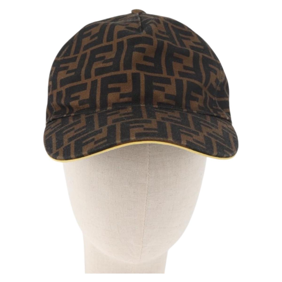 FENDI Zucca Canvas Baseball Cap Black Brown Auth ki6656A