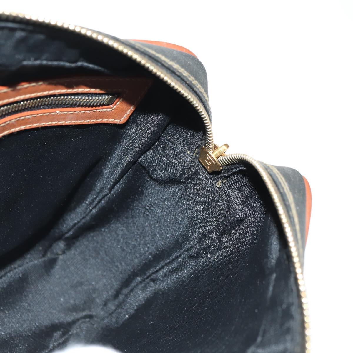 FENDI Pecan Canvas Shoulder Bag PVC Brown Black Auth ki6658V