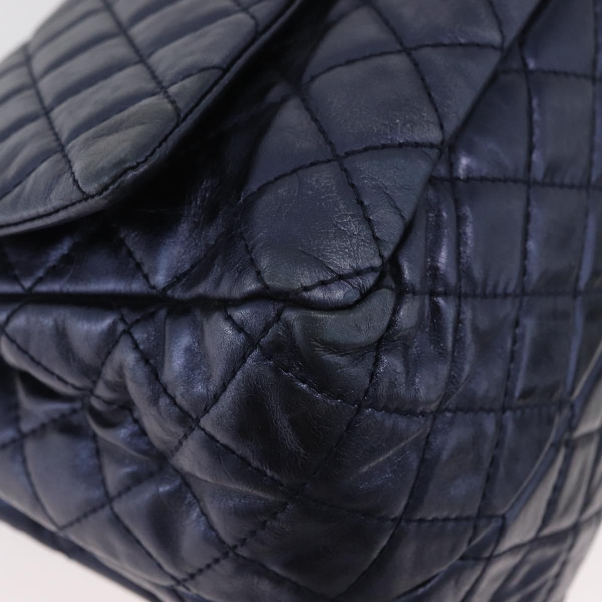 CHANEL Matelasse Chain Shoulder Bag Leather Blue Silver CC Auth ki6660A