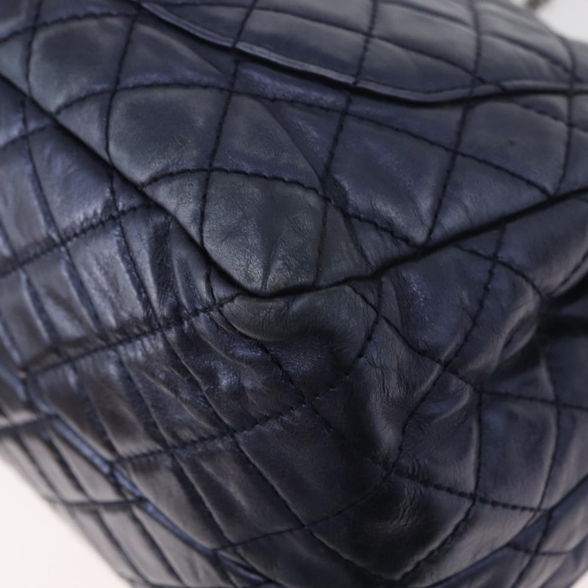 CHANEL Matelasse Chain Shoulder Bag Leather Blue Silver CC Auth ki6660A