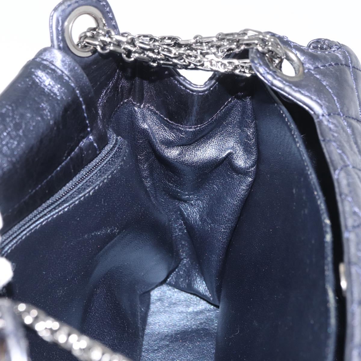 CHANEL Matelasse Chain Shoulder Bag Leather Blue Silver CC Auth ki6660A