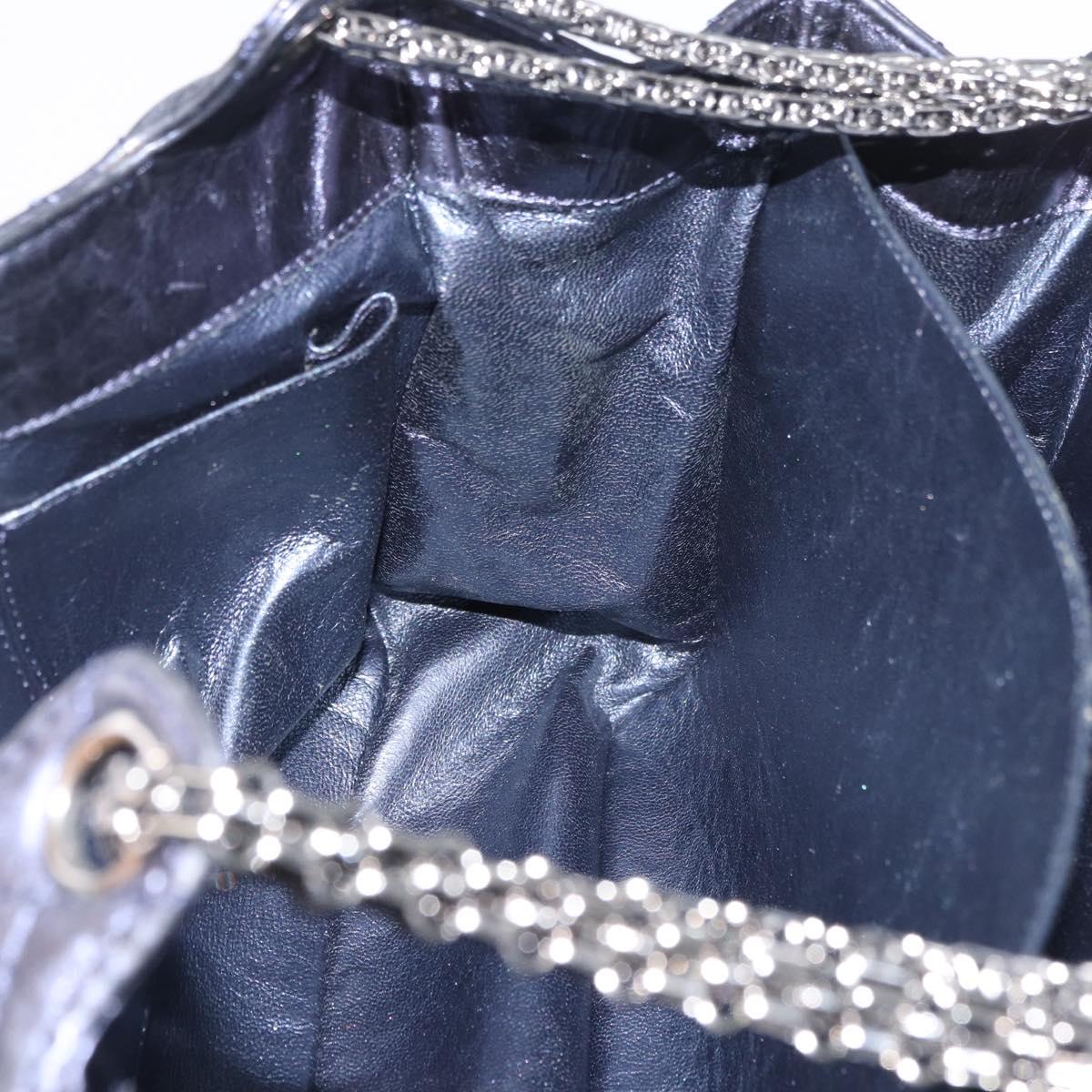 CHANEL Matelasse Chain Shoulder Bag Leather Blue Silver CC Auth ki6660A