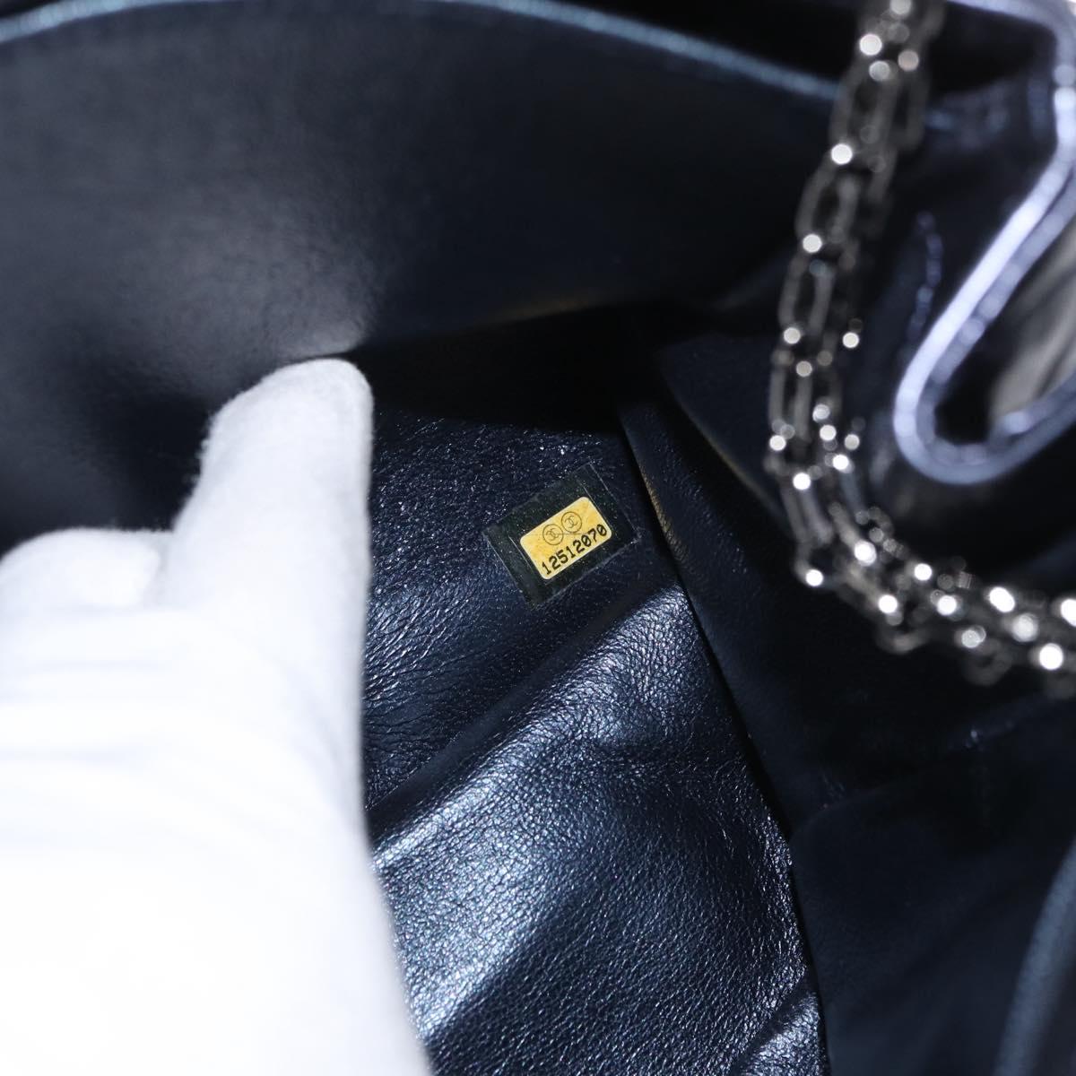CHANEL Matelasse Chain Shoulder Bag Leather Blue Silver CC Auth ki6660A