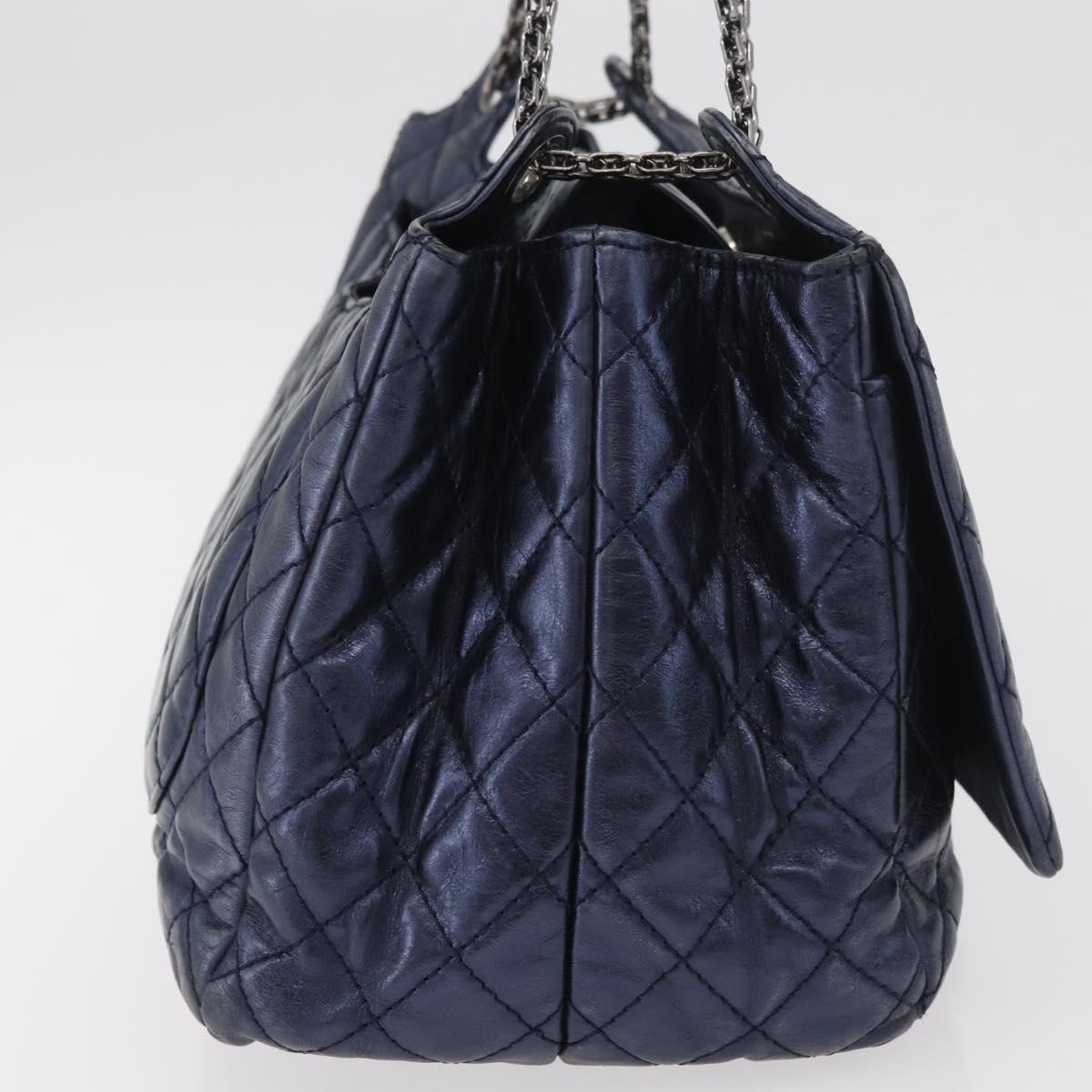 CHANEL Matelasse Chain Shoulder Bag Leather Blue Silver CC Auth ki6660A