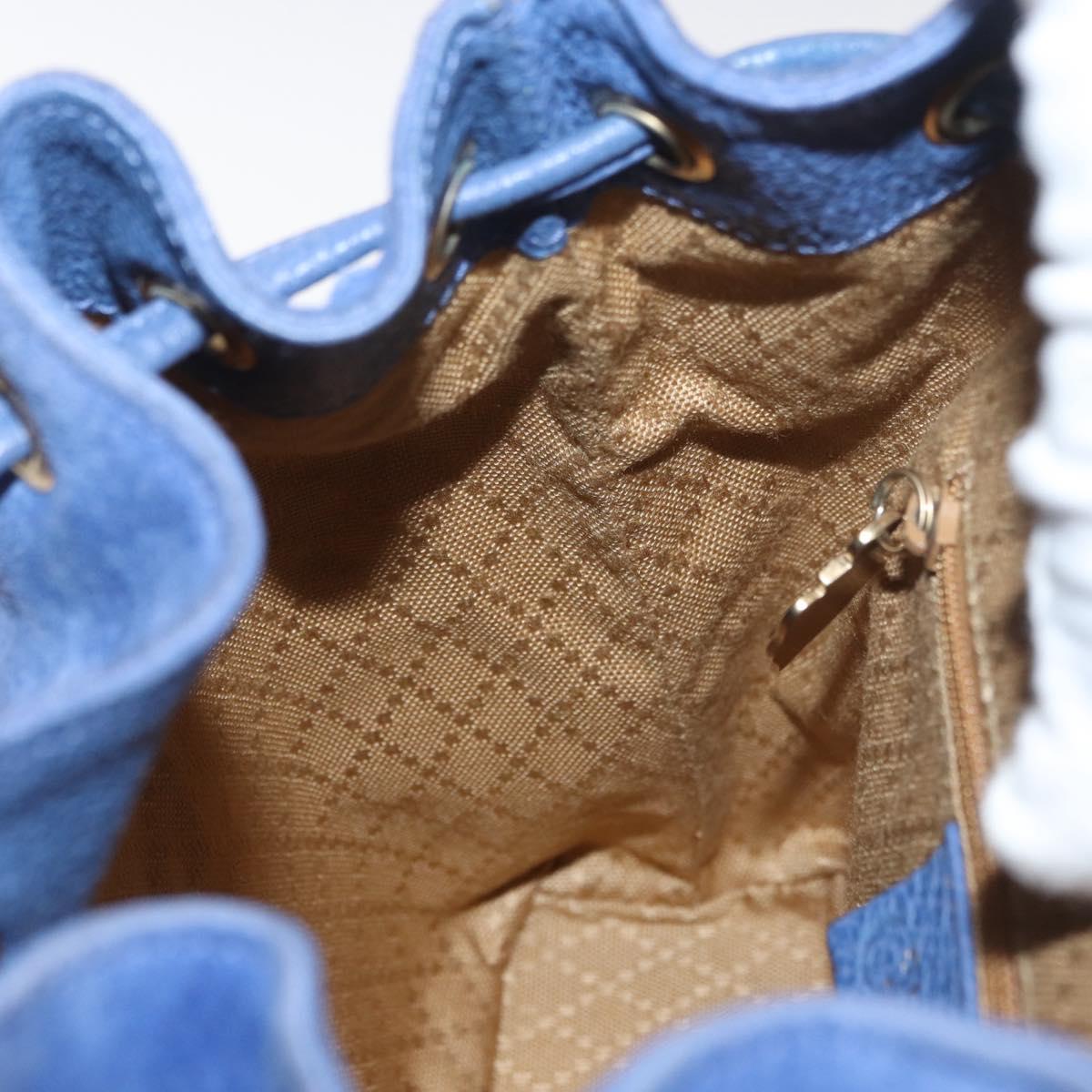 GUCCI Bamboo Backpack Suede Blue 003 8030 3444 Auth ki6661A