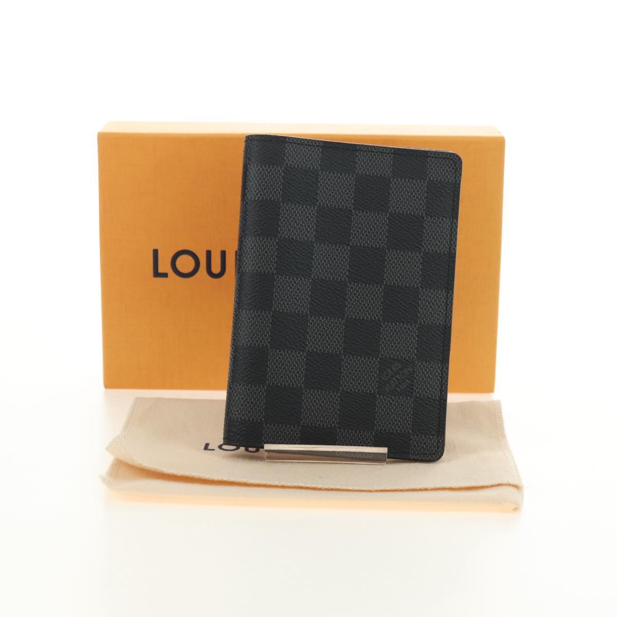 LOUIS VUITTON Damier Graphite Couverture Passport Case N64411 LV Auth ki6663M
