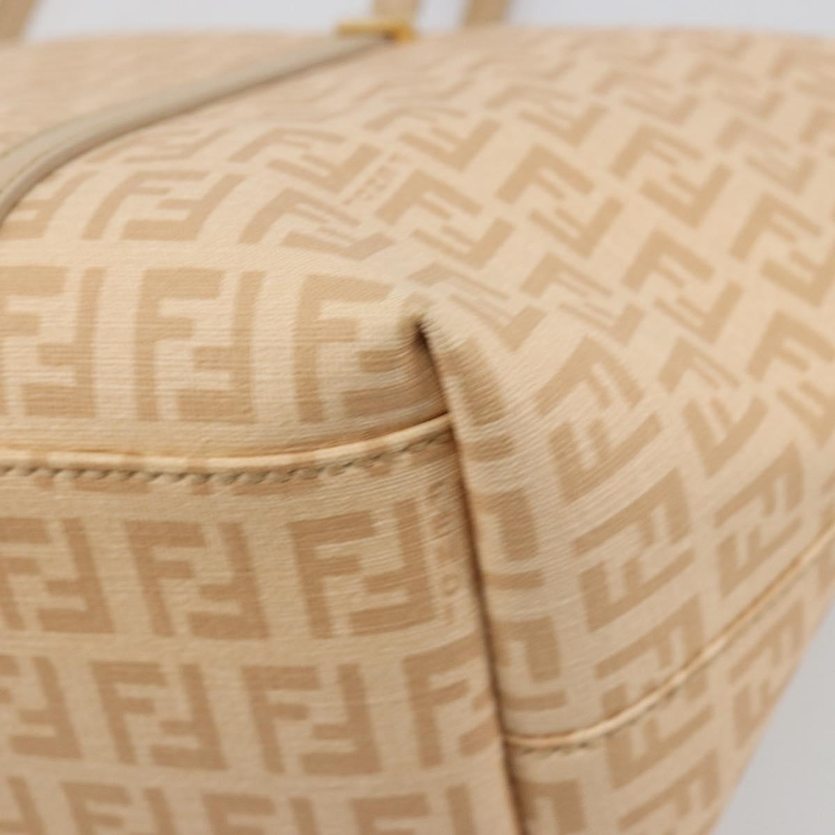 FENDI Zucchino Canvas Hand Bag Beige Gold Auth ki6664M