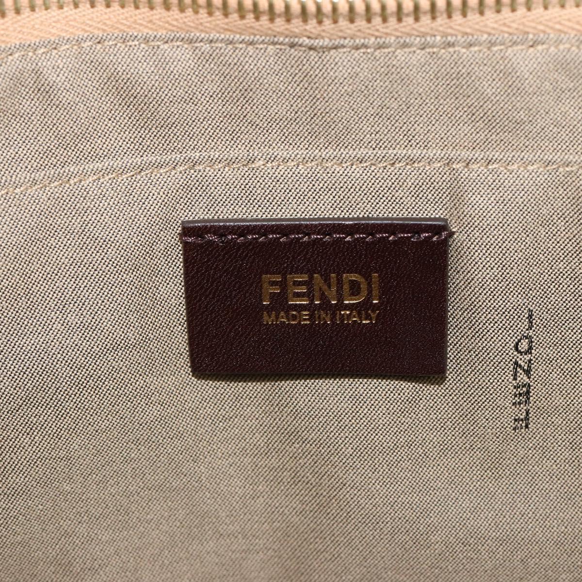 FENDI Zucchino Canvas Hand Bag Beige Gold Auth ki6664M