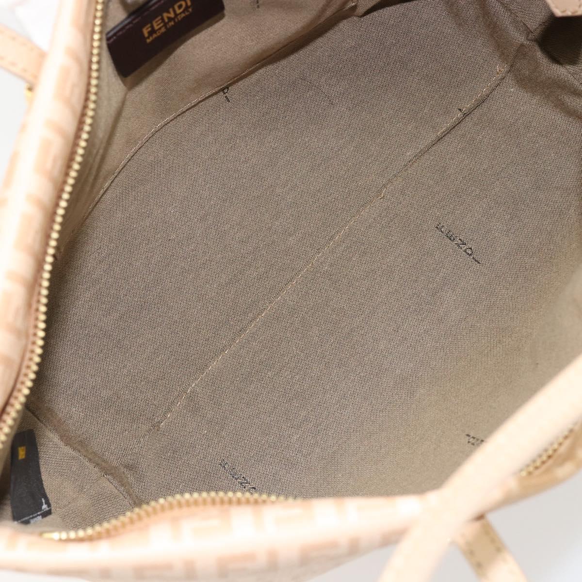 FENDI Zucchino Canvas Hand Bag Beige Gold Auth ki6664M