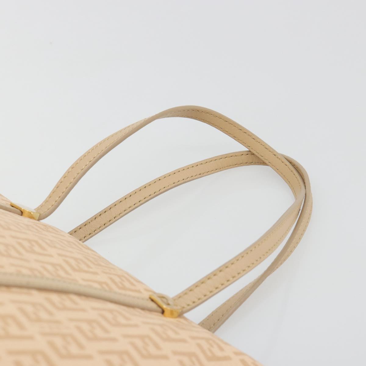 FENDI Zucchino Canvas Hand Bag Beige Gold Auth ki6664M