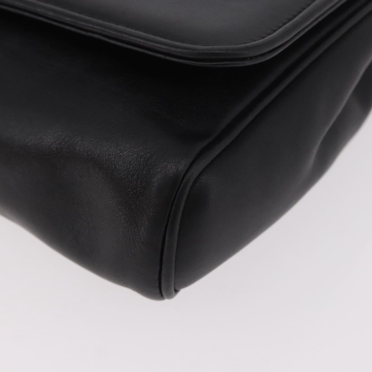 CELINE Chain Shoulder Bag Leather Black Gold Auth ki6665M
