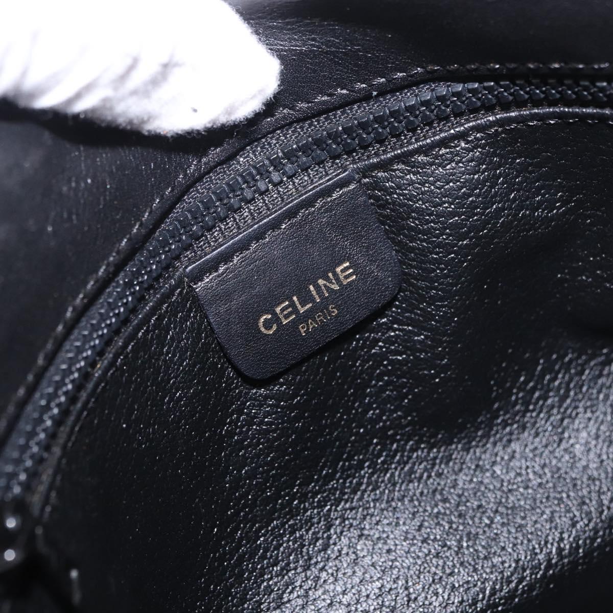 CELINE Chain Shoulder Bag Leather Black Gold Auth ki6665M
