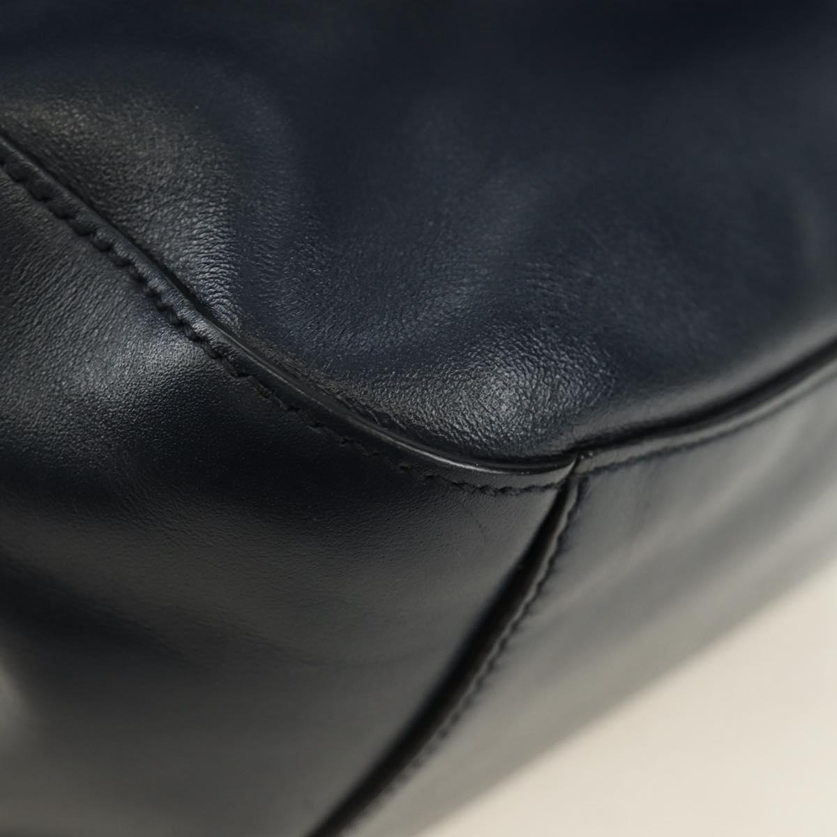 PRADA Shoulder Bag Leather Navy Silver Auth ki6667SAM