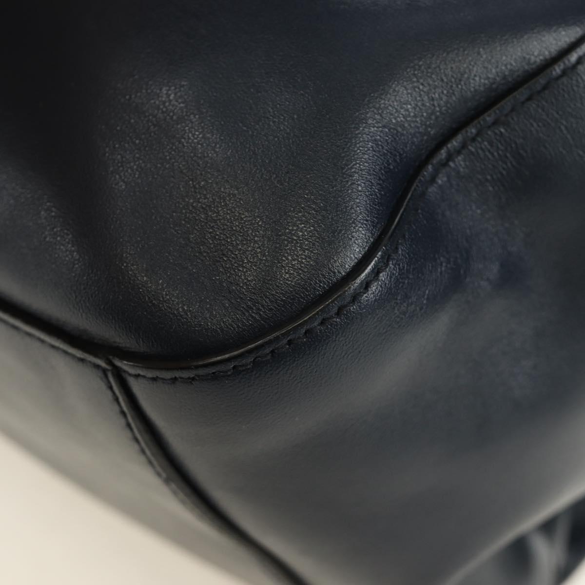 PRADA Shoulder Bag Leather Navy Silver Auth ki6667SAM