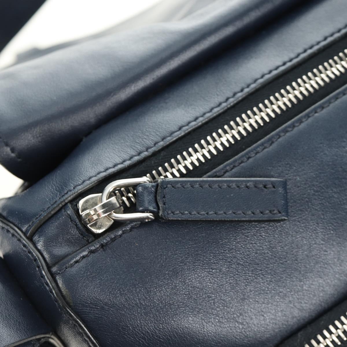 PRADA Shoulder Bag Leather Navy Silver Auth ki6667SAM