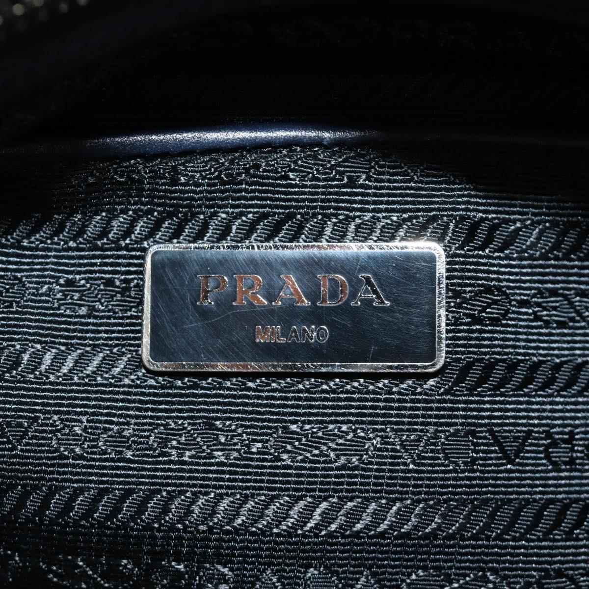 PRADA Shoulder Bag Leather Navy Silver Auth ki6667SAM