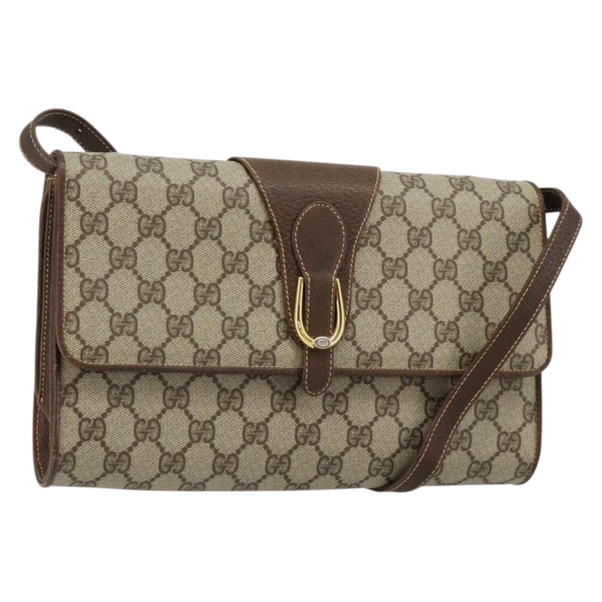 GUCCI GG Supreme Shoulder Bag PVC Beige Gold 904 02 050 Auth ki6668