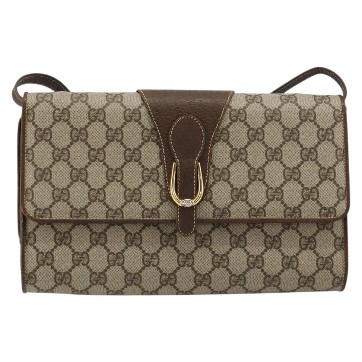 GUCCI GG Supreme Shoulder Bag PVC Beige Gold 904 02 050 Auth ki6668