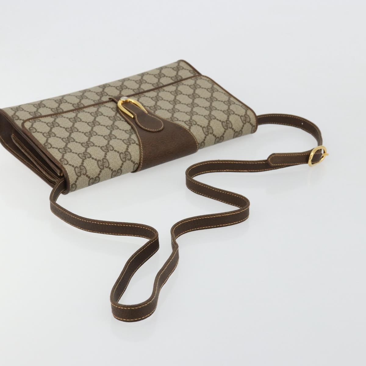 GUCCI GG Supreme Shoulder Bag PVC Beige Gold 904 02 050 Auth ki6668
