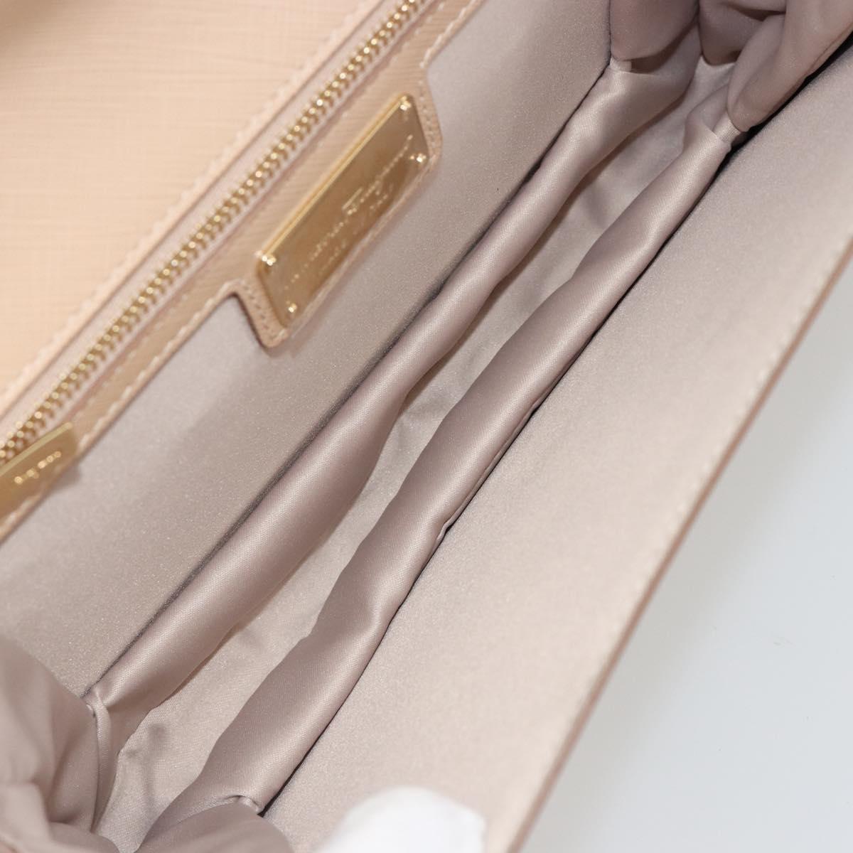 Salvatore Ferragamo Chain Shoulder Bag Leather Beige Gold Auth ki6669V