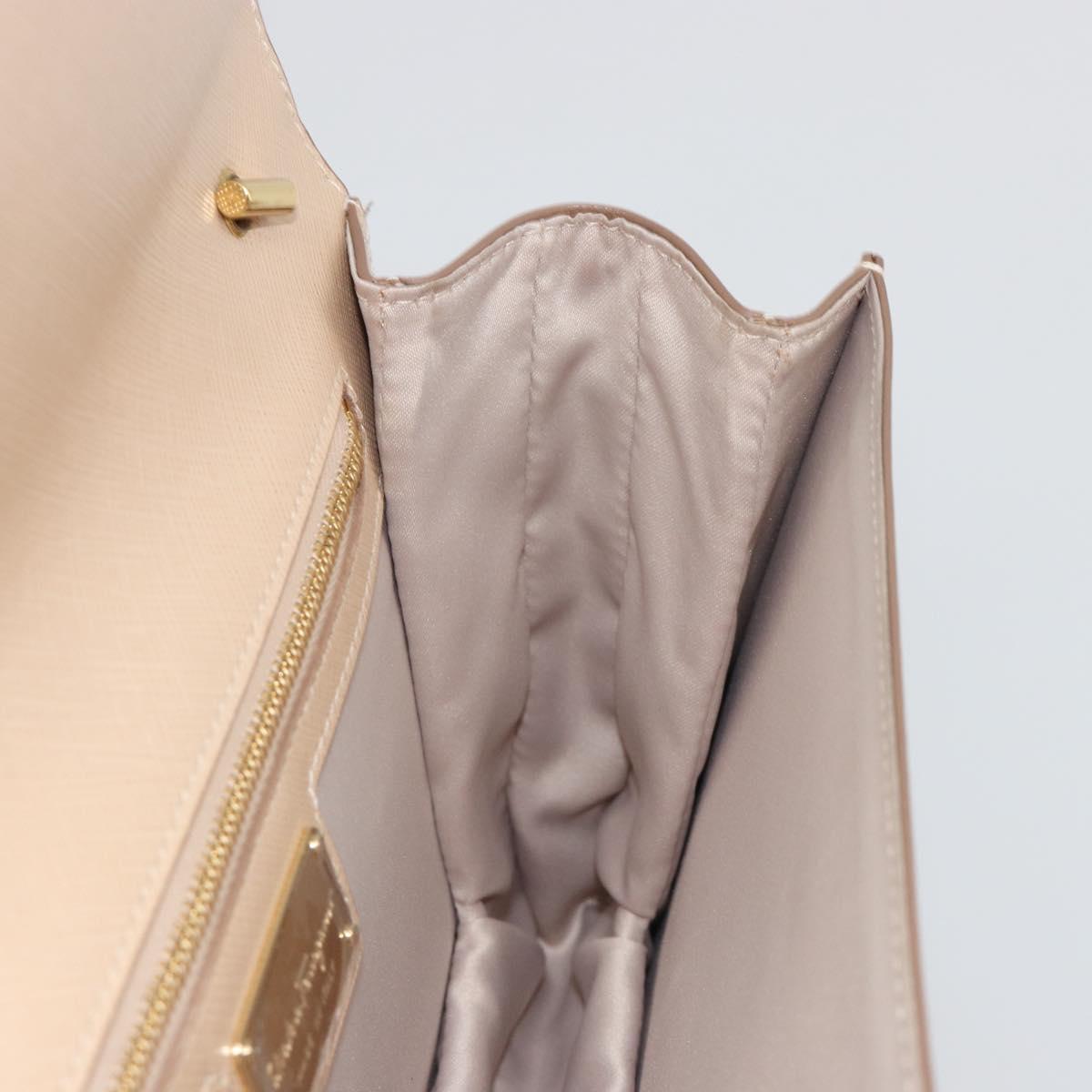 Salvatore Ferragamo Chain Shoulder Bag Leather Beige Gold Auth ki6669V