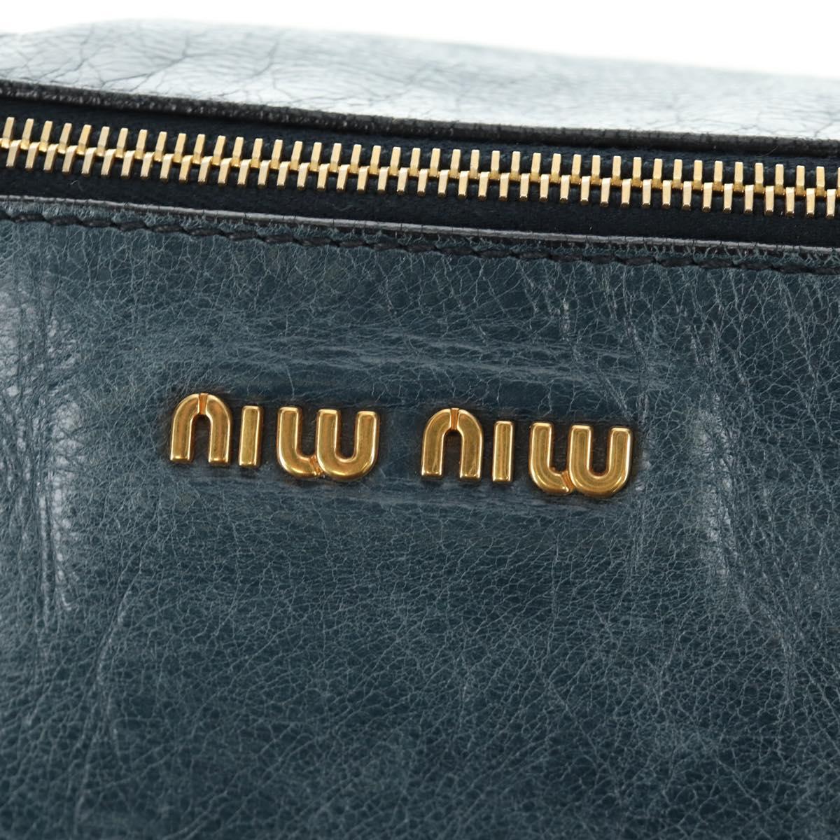 Miu Miu Hand Bag Leather 2way Blue Gold Auth ki6671SAM