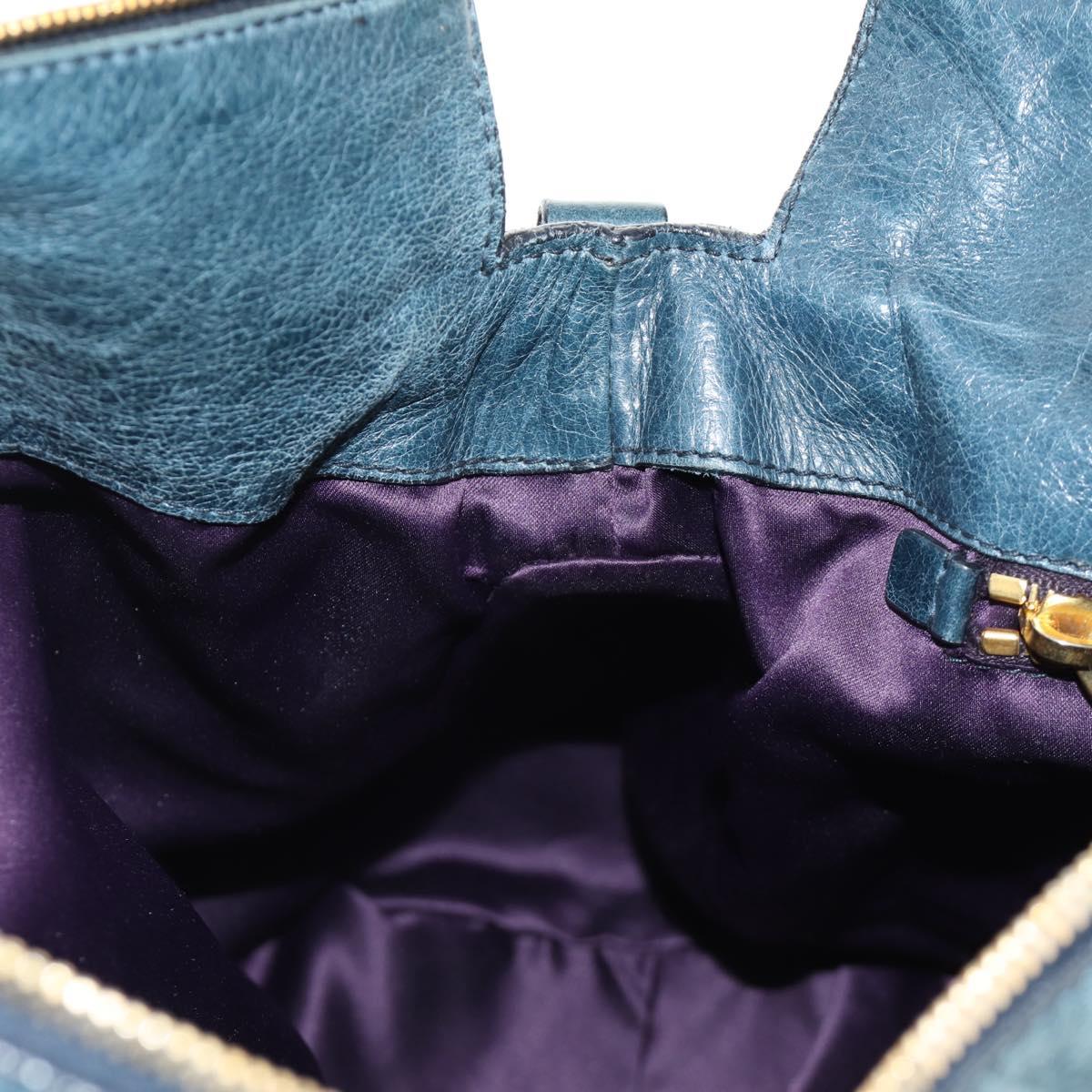 Miu Miu Hand Bag Leather 2way Blue Gold Auth ki6671SAM