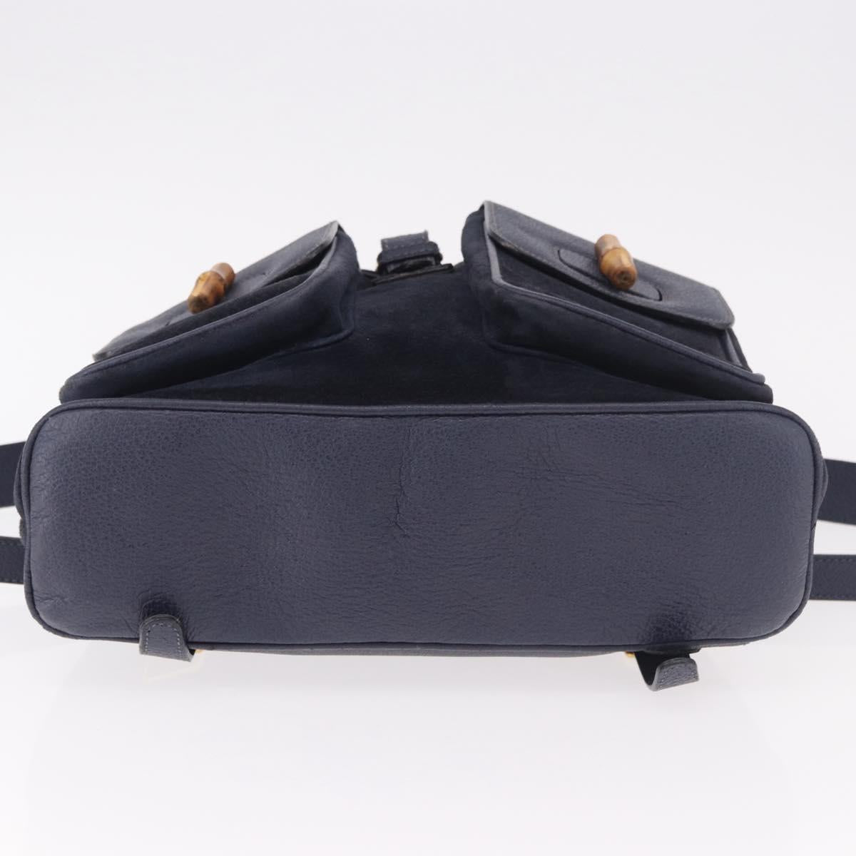GUCCI Bamboo Backpack Suede Navy Gold 003 2058 0016 Auth ki6672A